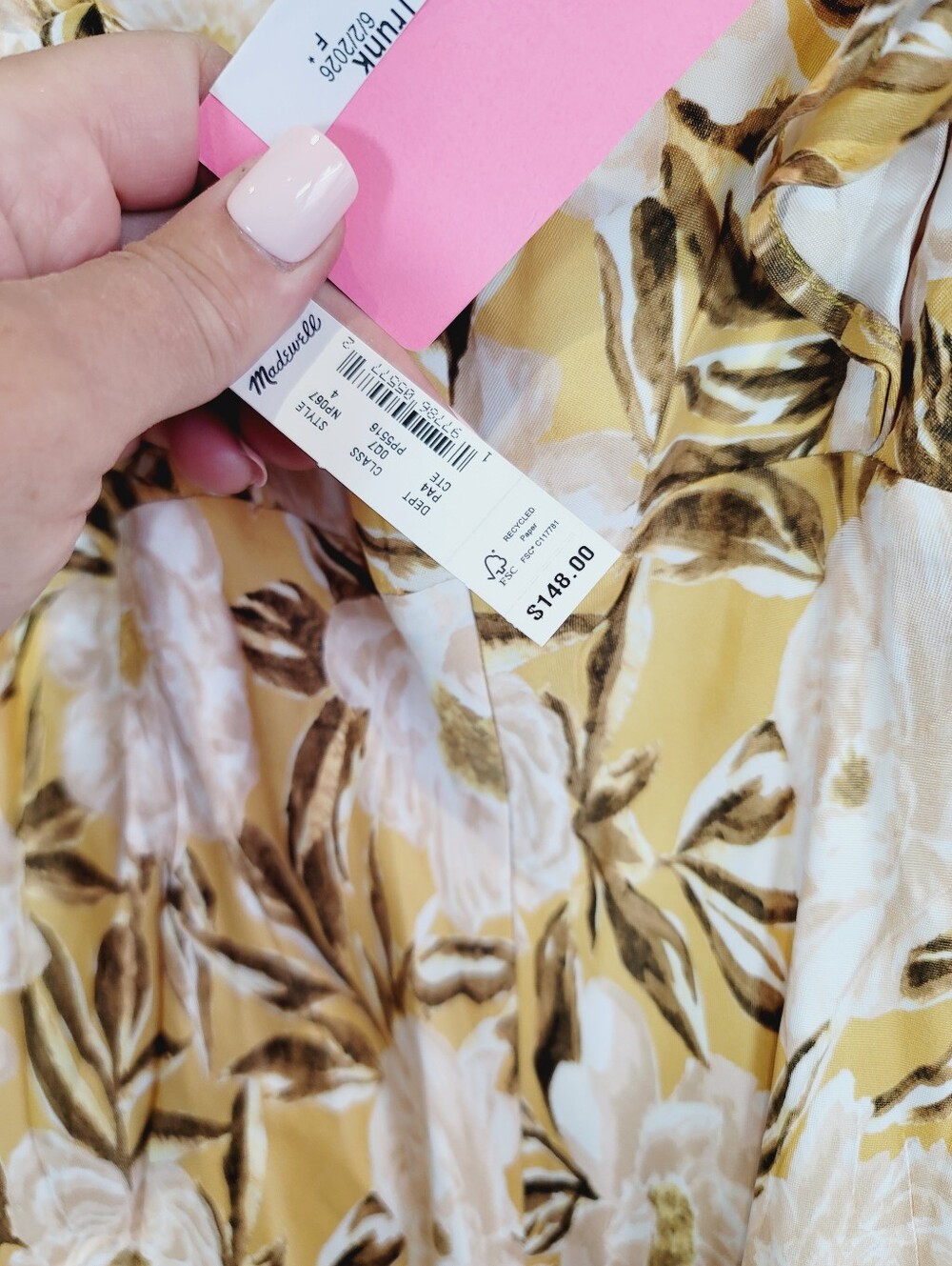 Madewell Angelina Yellow Floral Dress, Size 4 - Picture 6 of 6